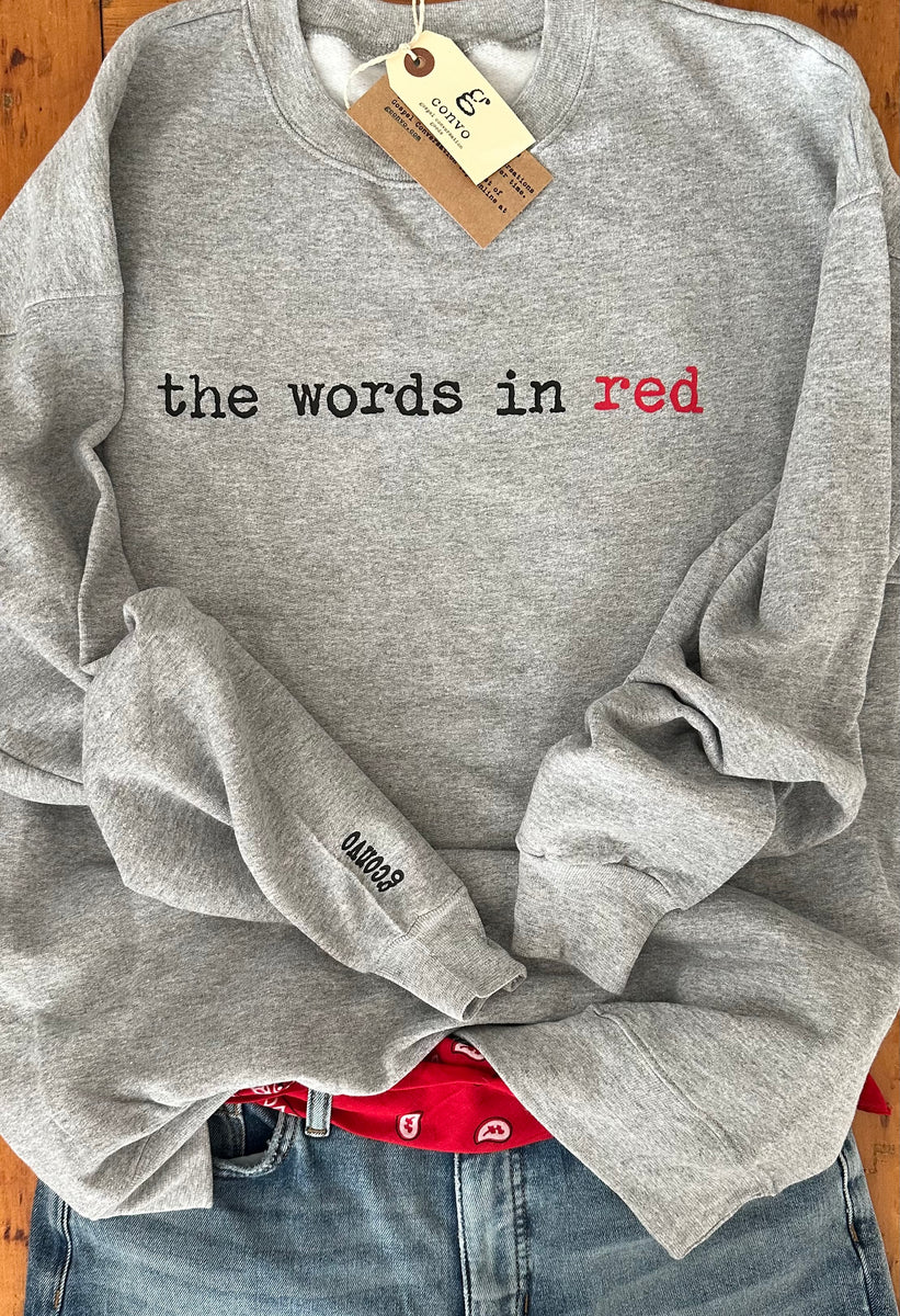 the words in red. Men's Sweatshirt, Women's Boyfriend Look – Gconvo Gear