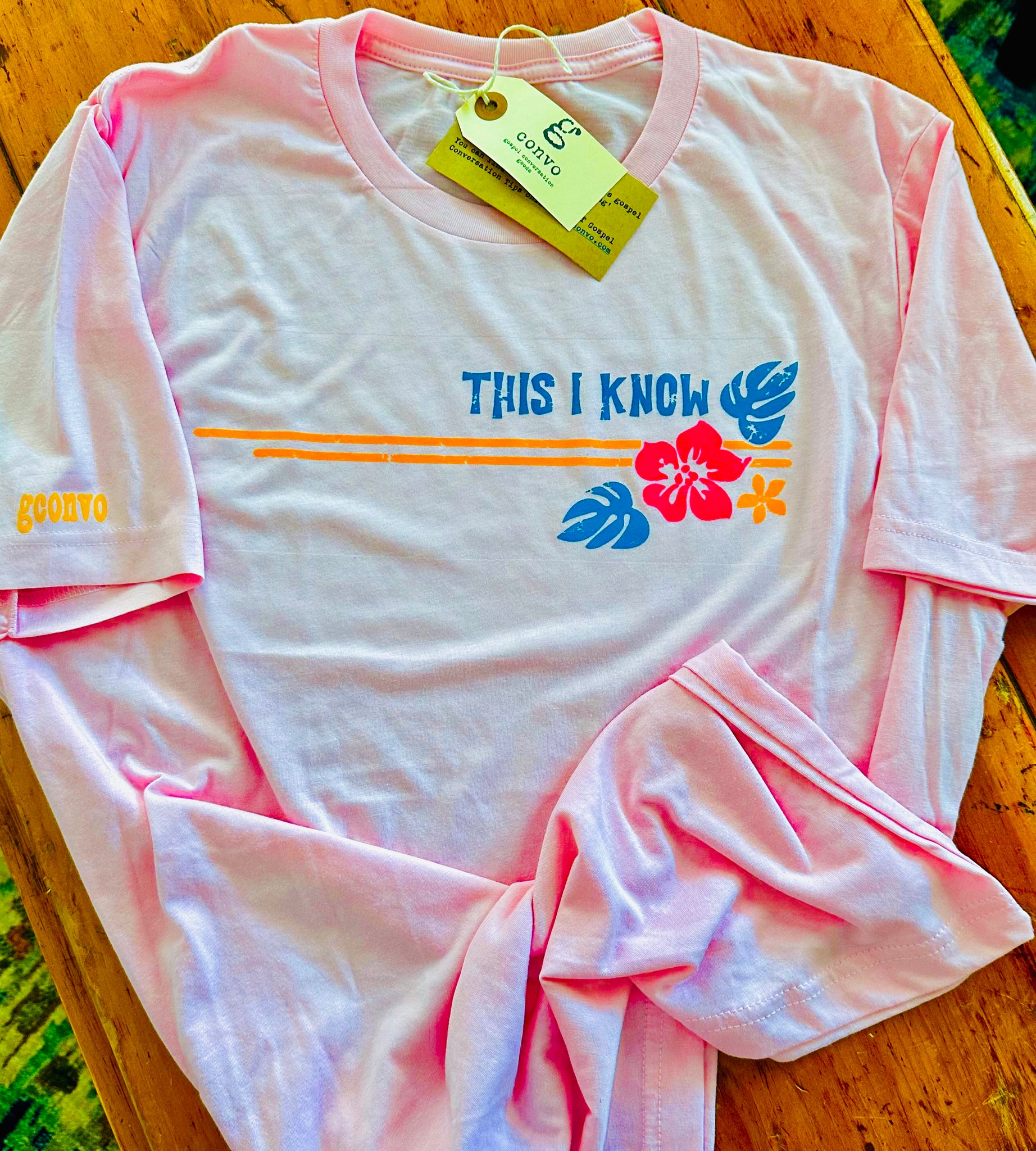 THIS I KNOW Crew Neck Short Sleeve Tee, Pink, Tri-Blend