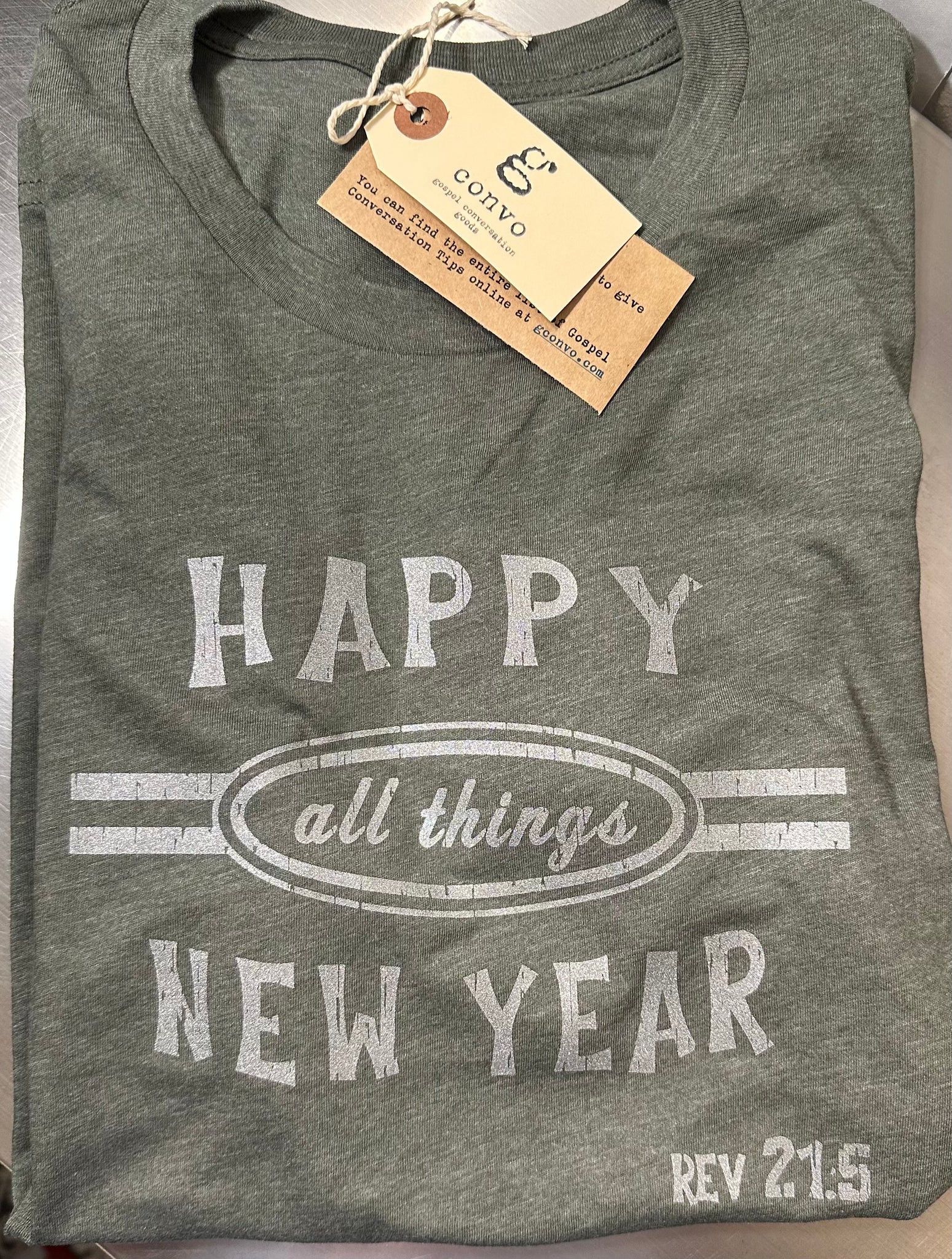 Happy All Things New Year, Short Sleeve Tee Shirt, Crew Neck, Heather –  Gconvo Gear