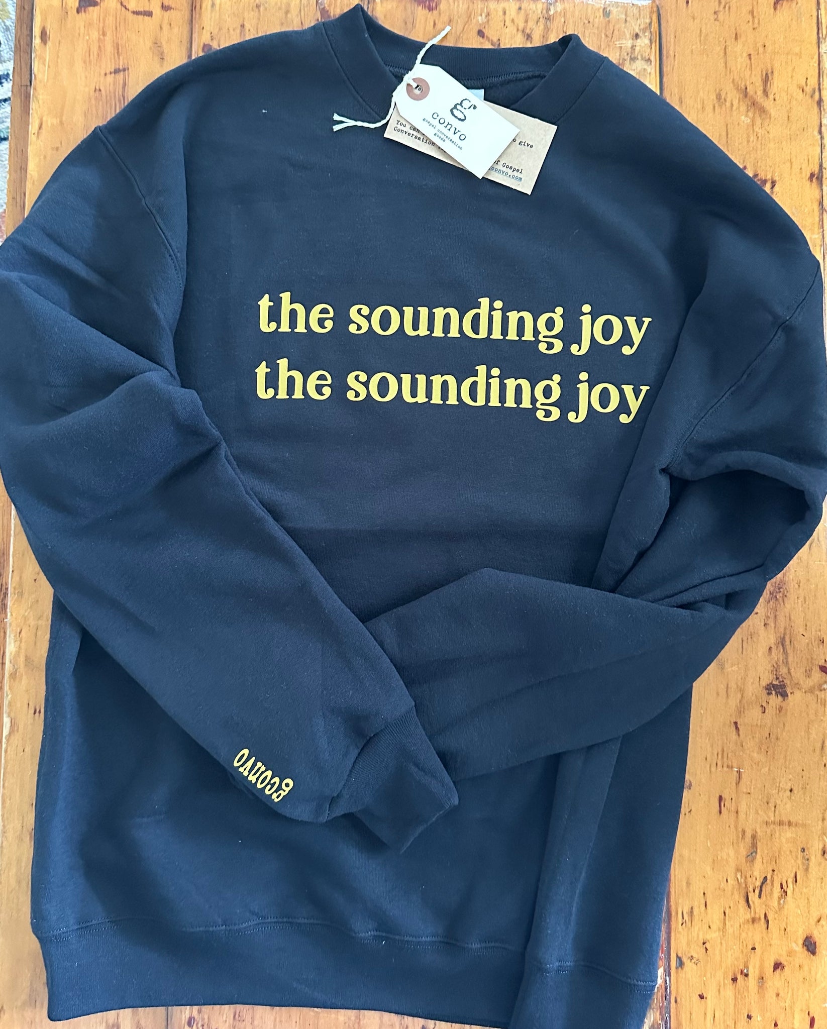 (Repeat) "the sounding joy" Crew Neck Sweatshirt, Matte Black, Gold