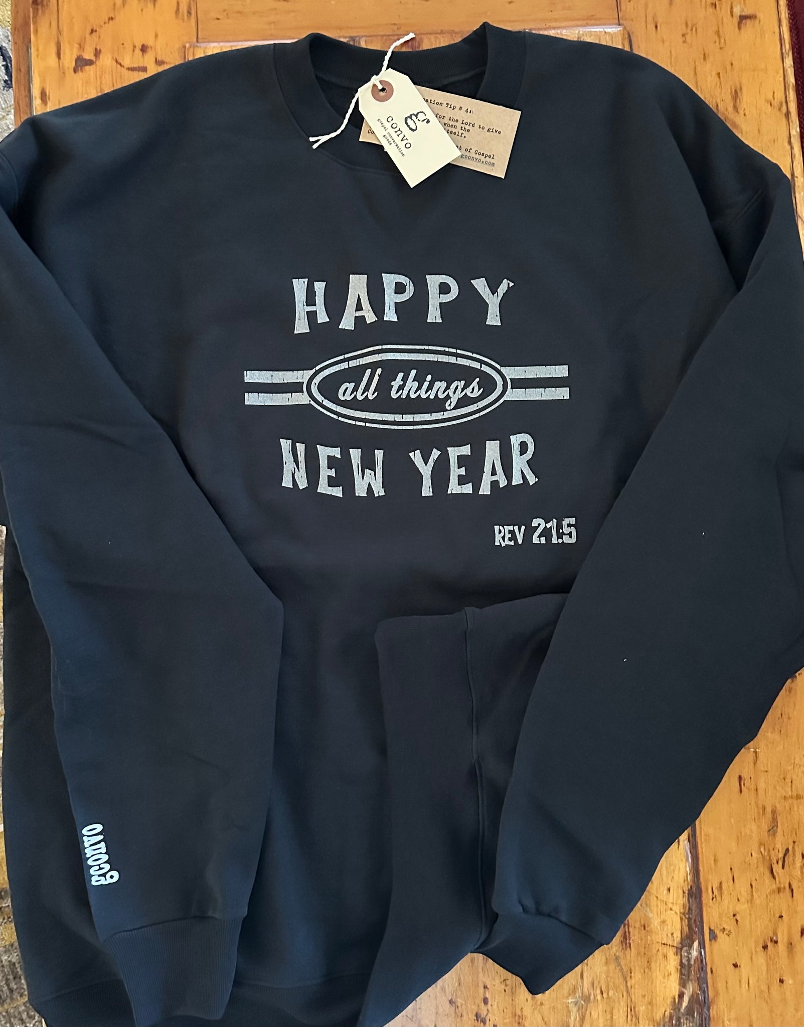 Happy All Things New Year, Sweatshirt, Matte Black, Silver