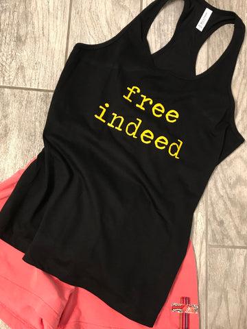 "free indeed" Black Racerback Women's Tank