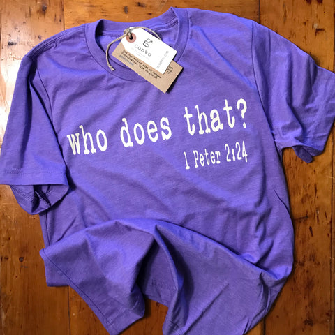 Who Does That? Short Sleeve Tee, Heather Team Purple