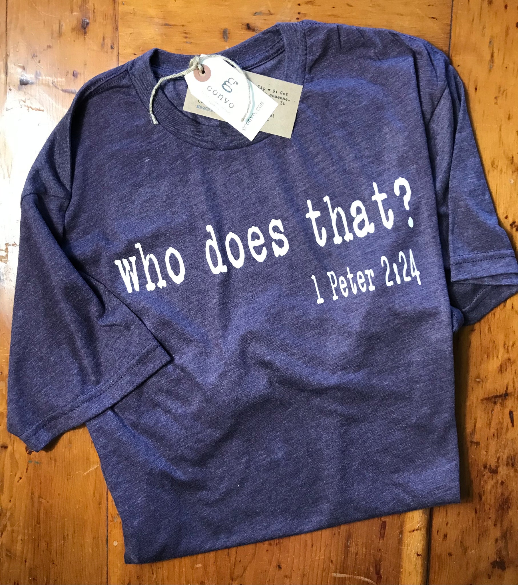 Who Does That? Short Sleeve Tee Shirt, Crew Neck, Heather Vintage Purple
